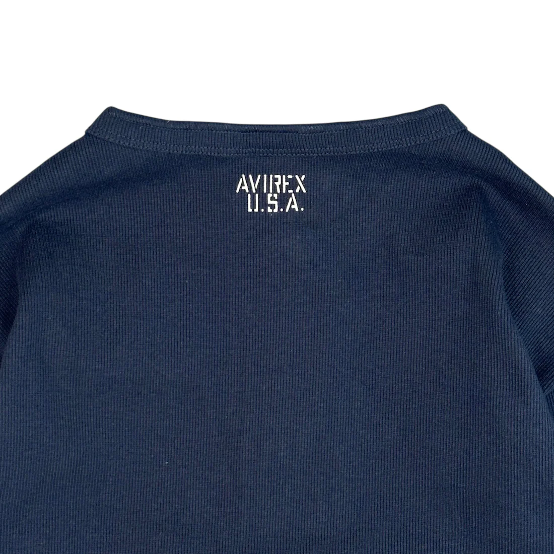 (NEW) AVIREX RIBBED EVERY DAY HENLEY LONG SLEEVE - NAVY - Image 4