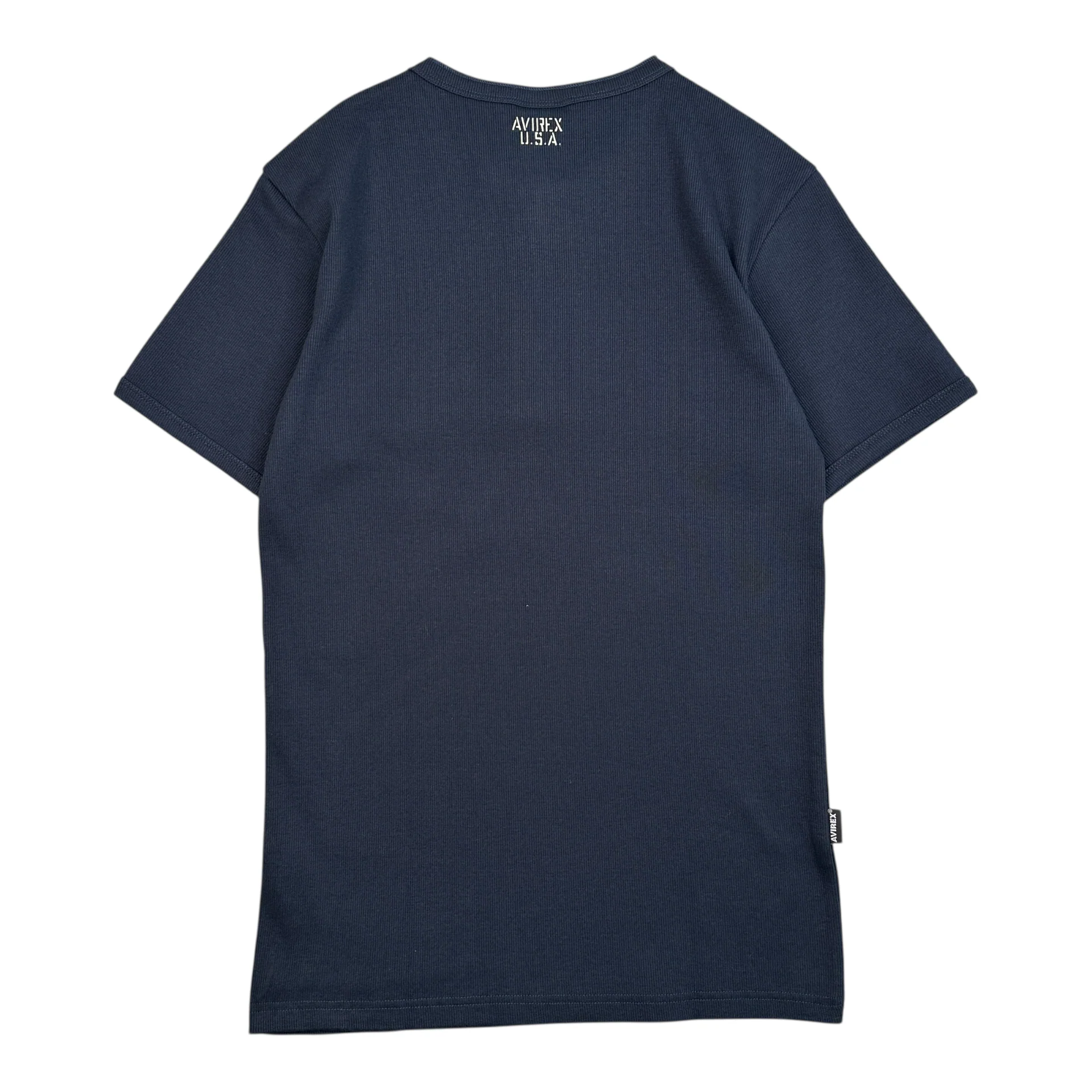 (NEW) AVIREX RIBBED EVERY DAY HENLEY SHORT SLEEVE - NAVY - Image 2