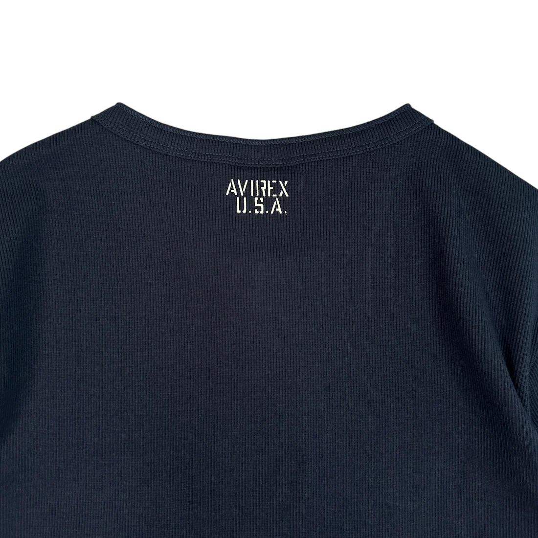 (NEW) AVIREX RIBBED EVERY DAY HENLEY SHORT SLEEVE - NAVY - Image 4