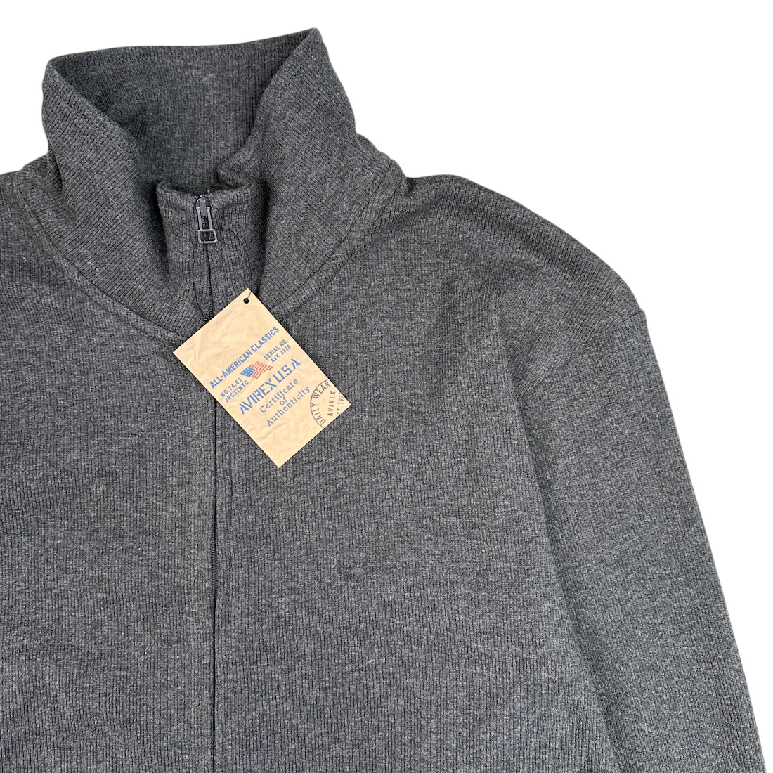 (NEW) AVIREX RIBBED EVERY DAY ZIP UP - CHARCOAL - Image 3