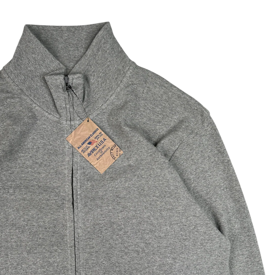 (NEW) AVIREX RIBBED EVERY DAY ZIP UP - GREY - Image 3