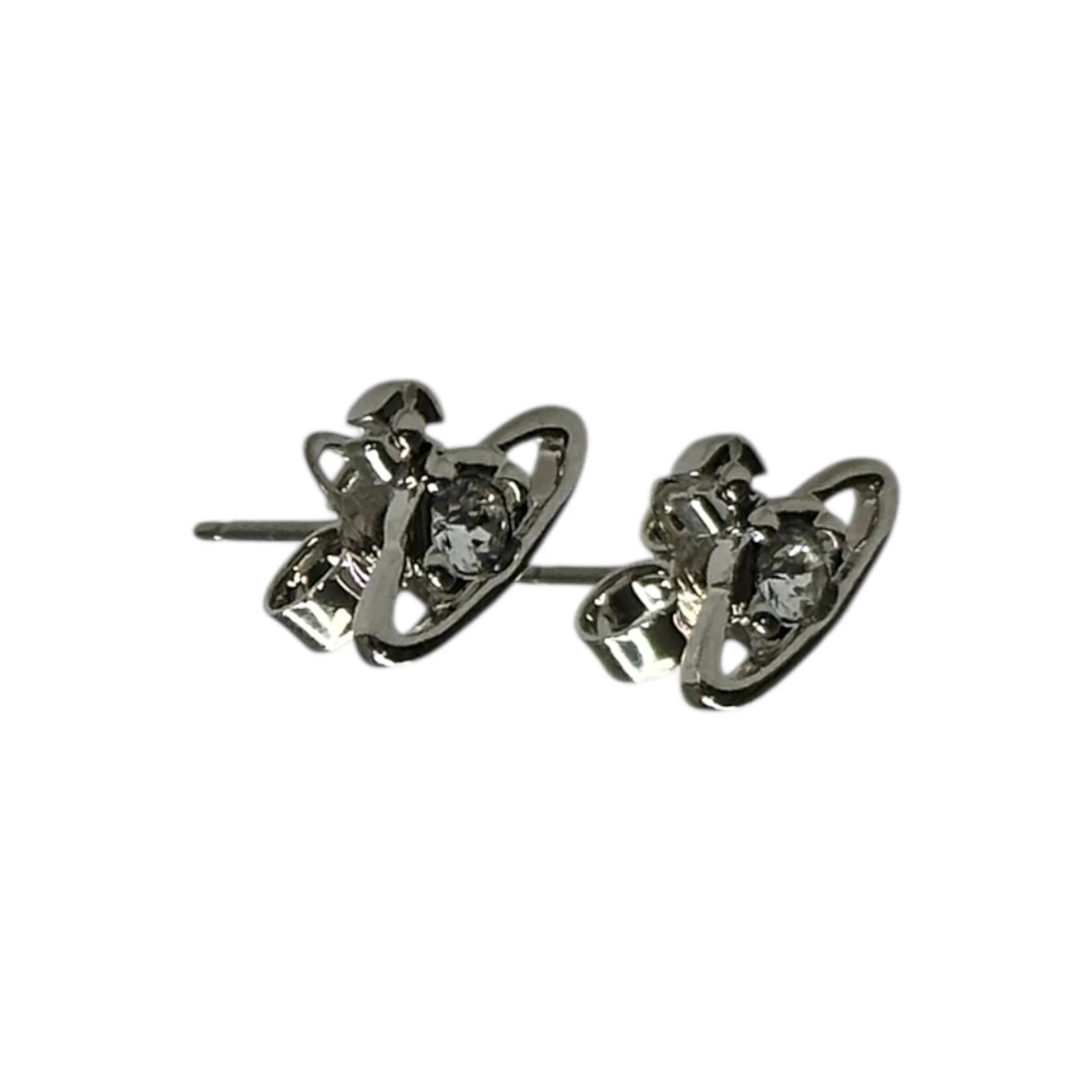 (NEW) VIVIENNE WESTWOOD NANO SOLITAIRE EARRINGS - SILVER PLATED (BRASS) - Image 3