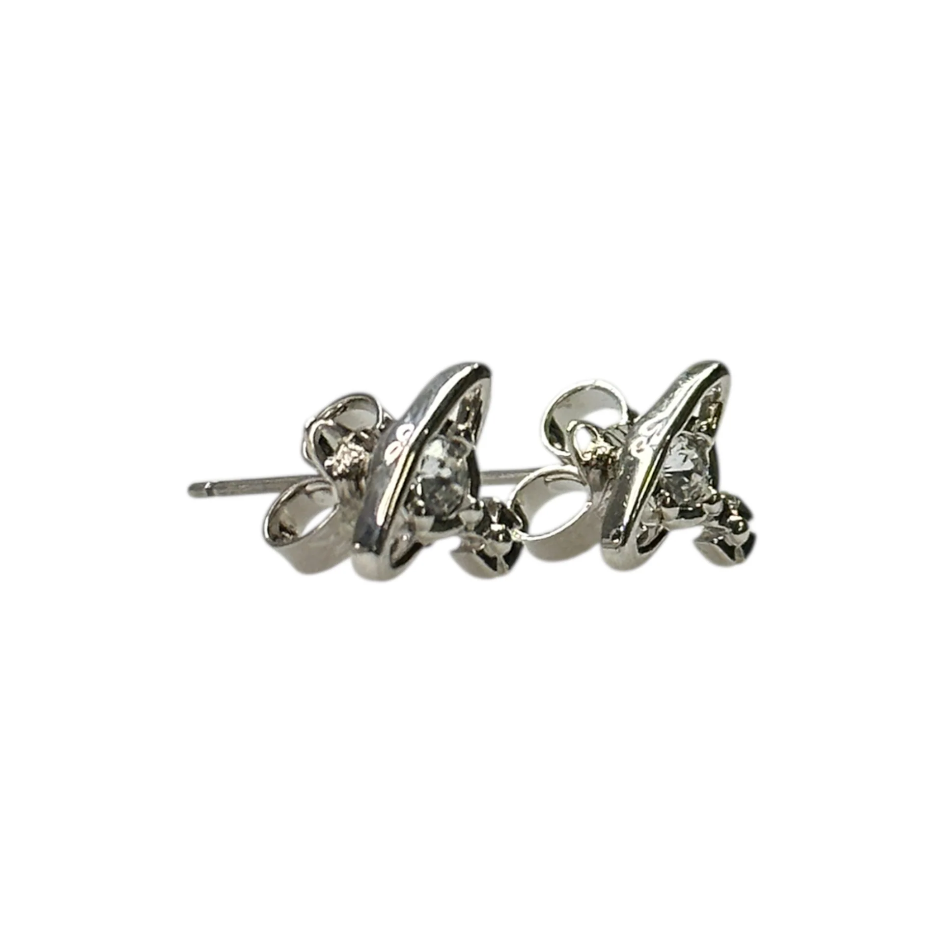(NEW) VIVIENNE WESTWOOD NANO SOLITAIRE EARRINGS - SILVER PLATED (BRASS) - Image 4