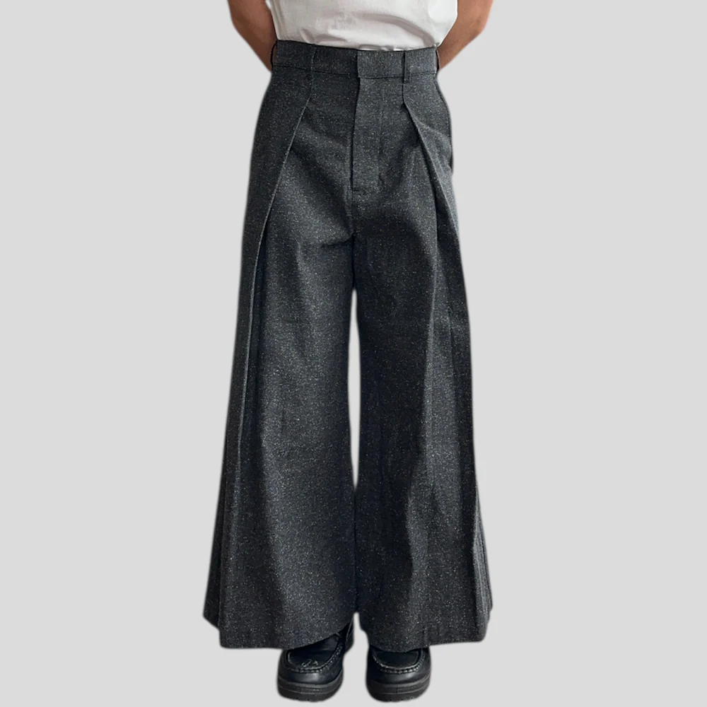 (NEW) VOAAOV 1-TUCK WIDE PANTS - GREY - Image 3