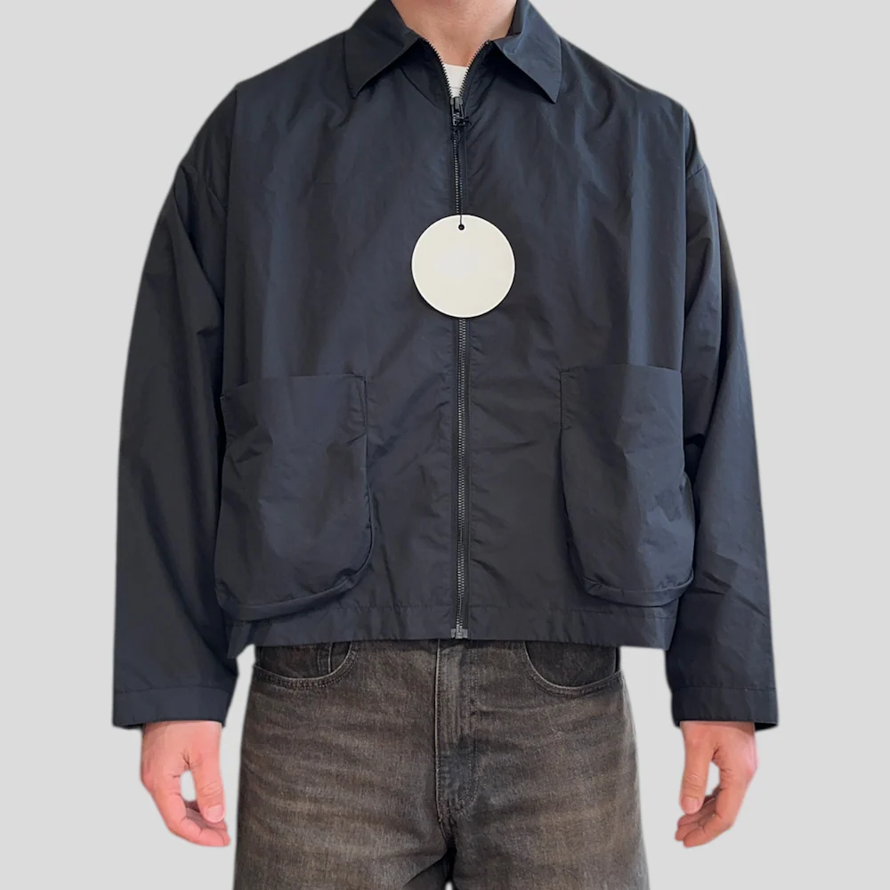 (NEW) VOAAOV COLLARED NYLON JACKET - BLACK - Image 2