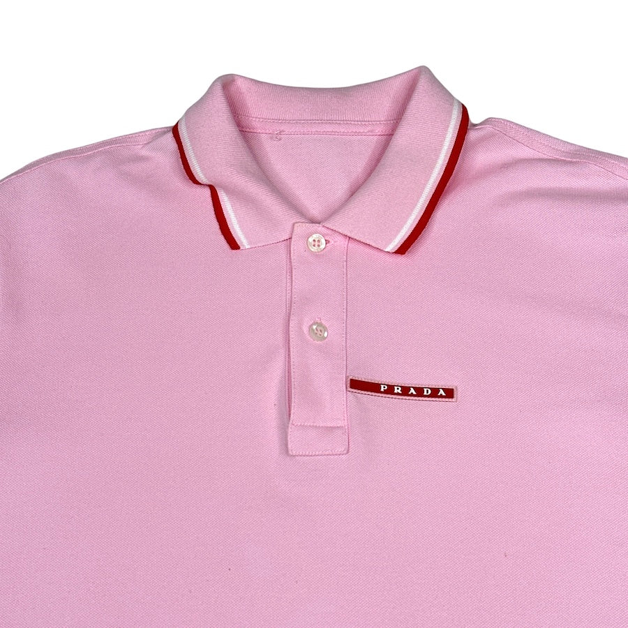 PRADA 2017 RUBBER LOGO POLO SHIRT - PINK - Image 3