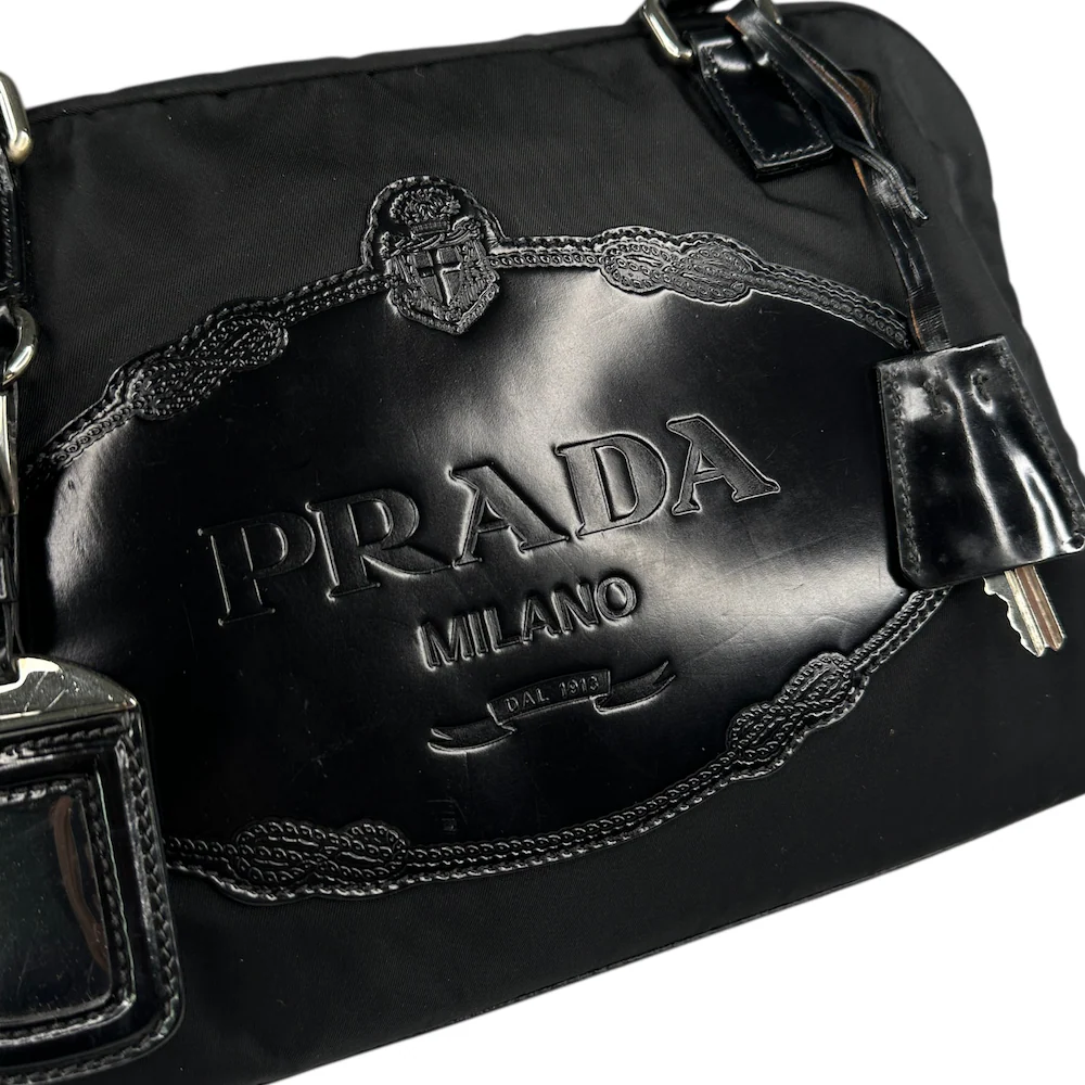 PRADA BLACK NYLON BOWLING BAG - Image 5