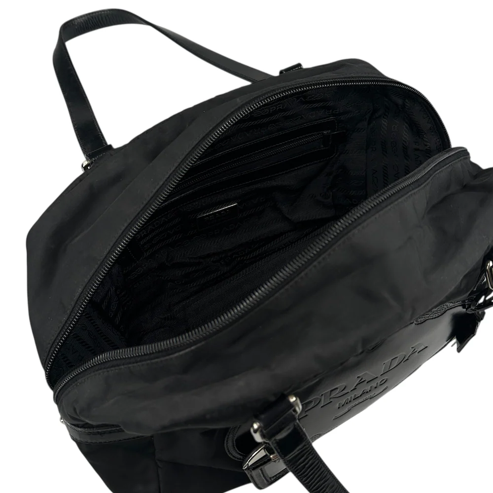 PRADA BLACK NYLON BOWLING BAG - Image 7