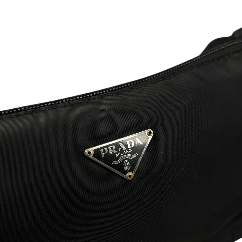 PRADA BLACK NYLON POCHETTE BAG - BLACK - Image 2