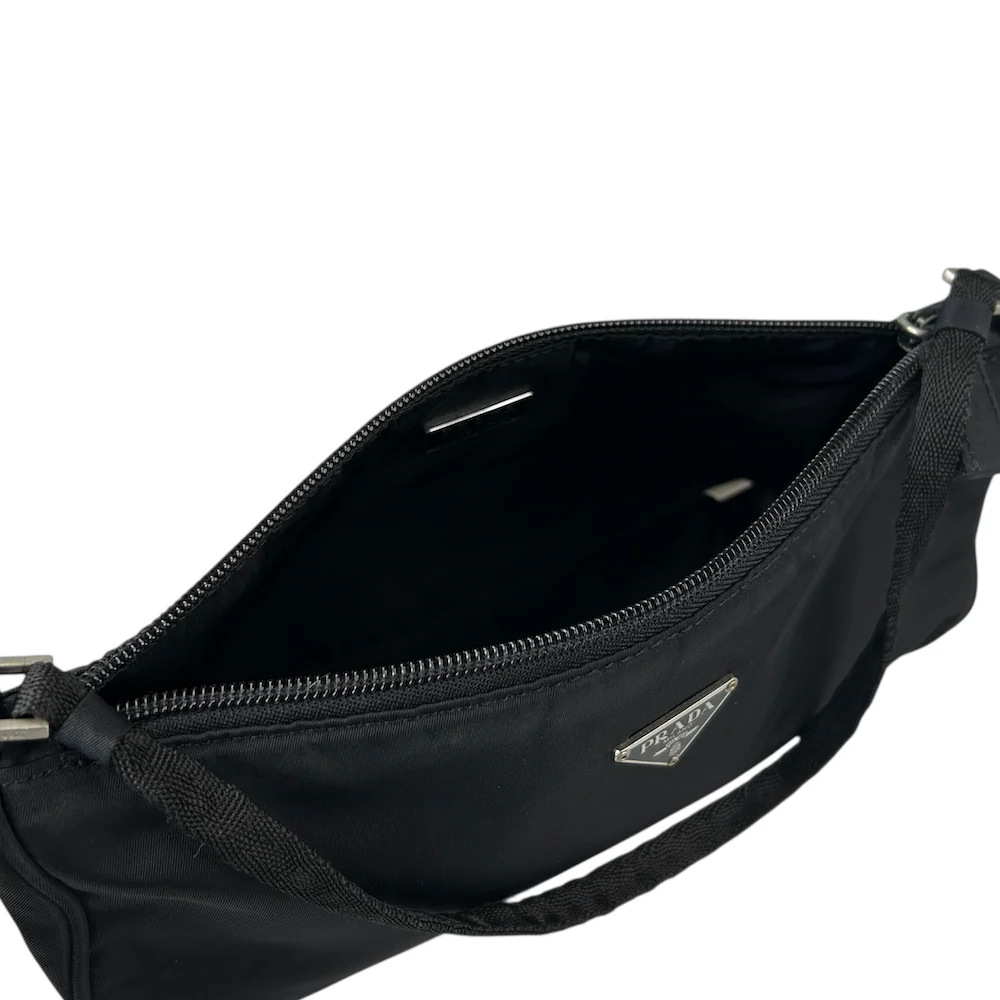 PRADA BLACK NYLON POCHETTE BAG - BLACK - Image 3