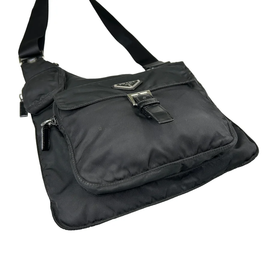 PRADA BLACK NYLON UTILITY SHOULDER BAG - BLACK - Image 3