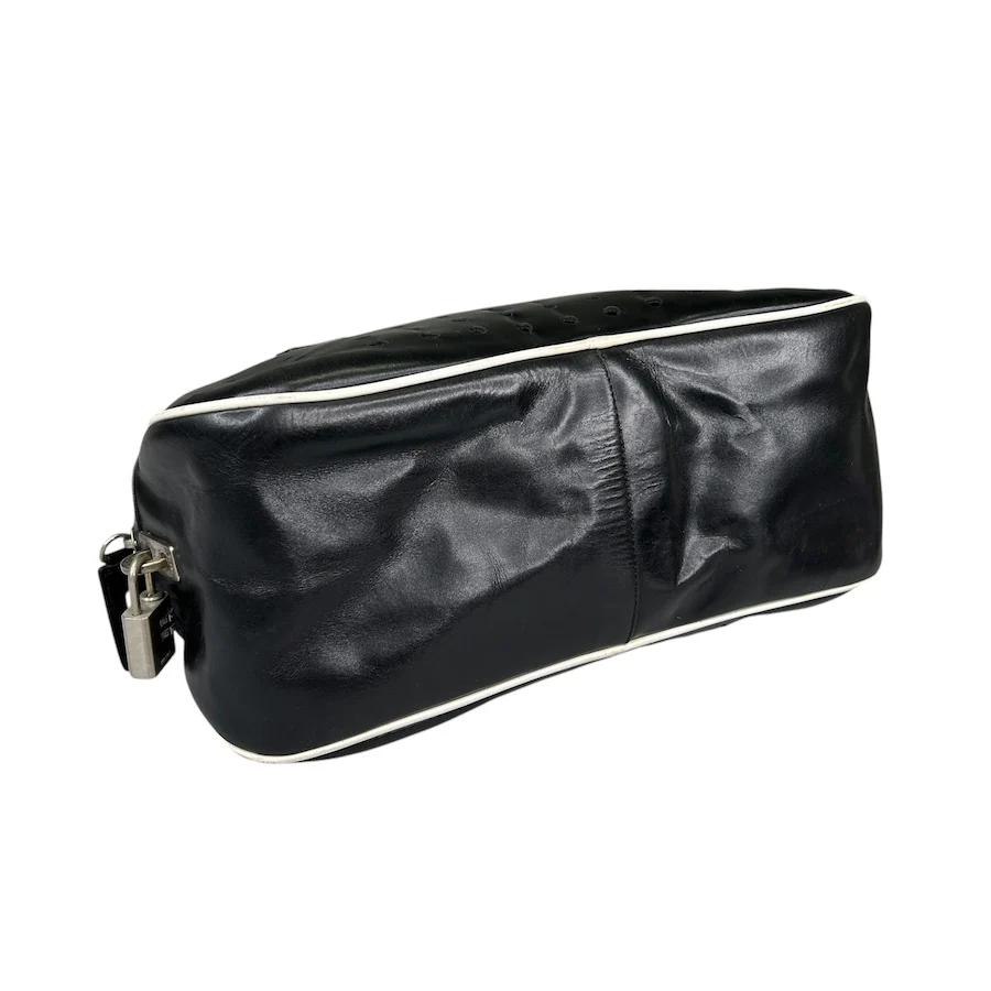 PRADA BLACK PERFORATED LEATHER BOWLER BAG - Image 5
