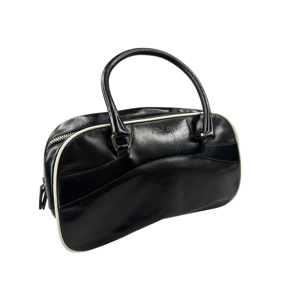 PRADA MINI LEATHER BOWLING BAG - BLACK - Image 3