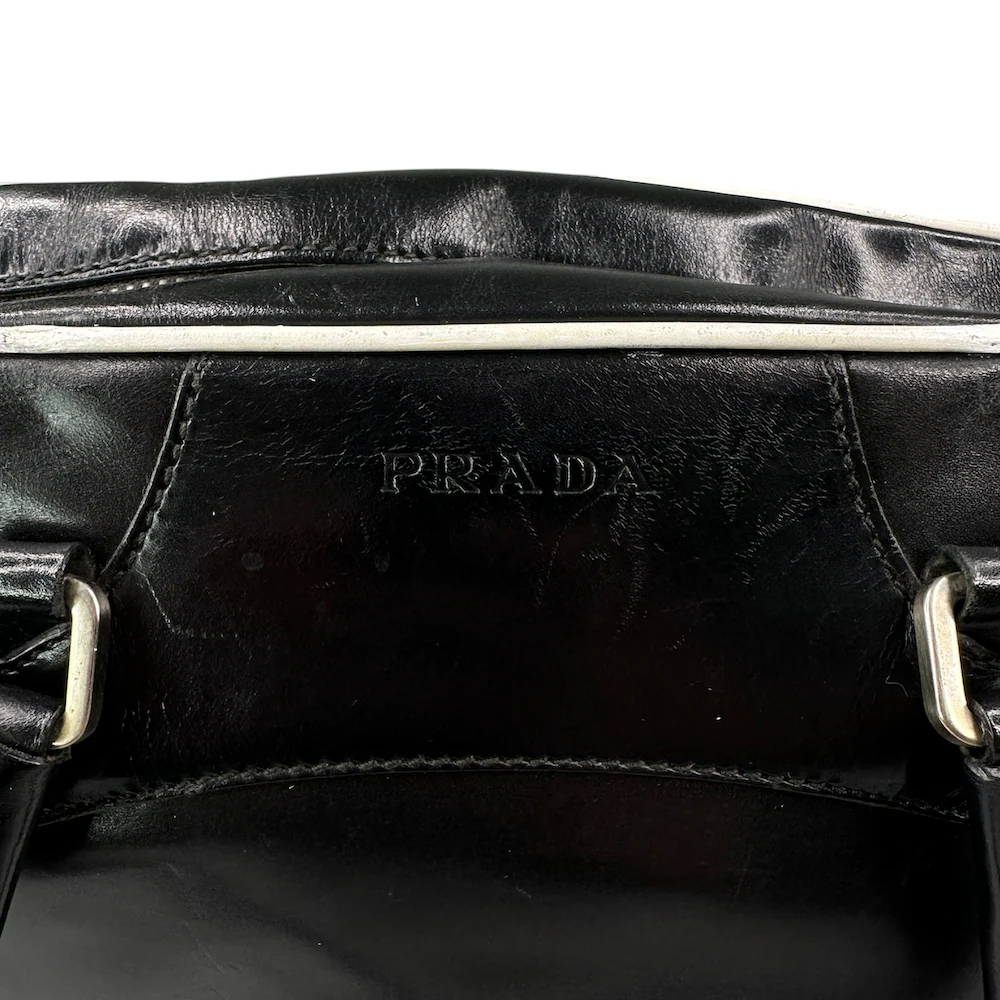 PRADA MINI LEATHER BOWLING BAG - BLACK - Image 4