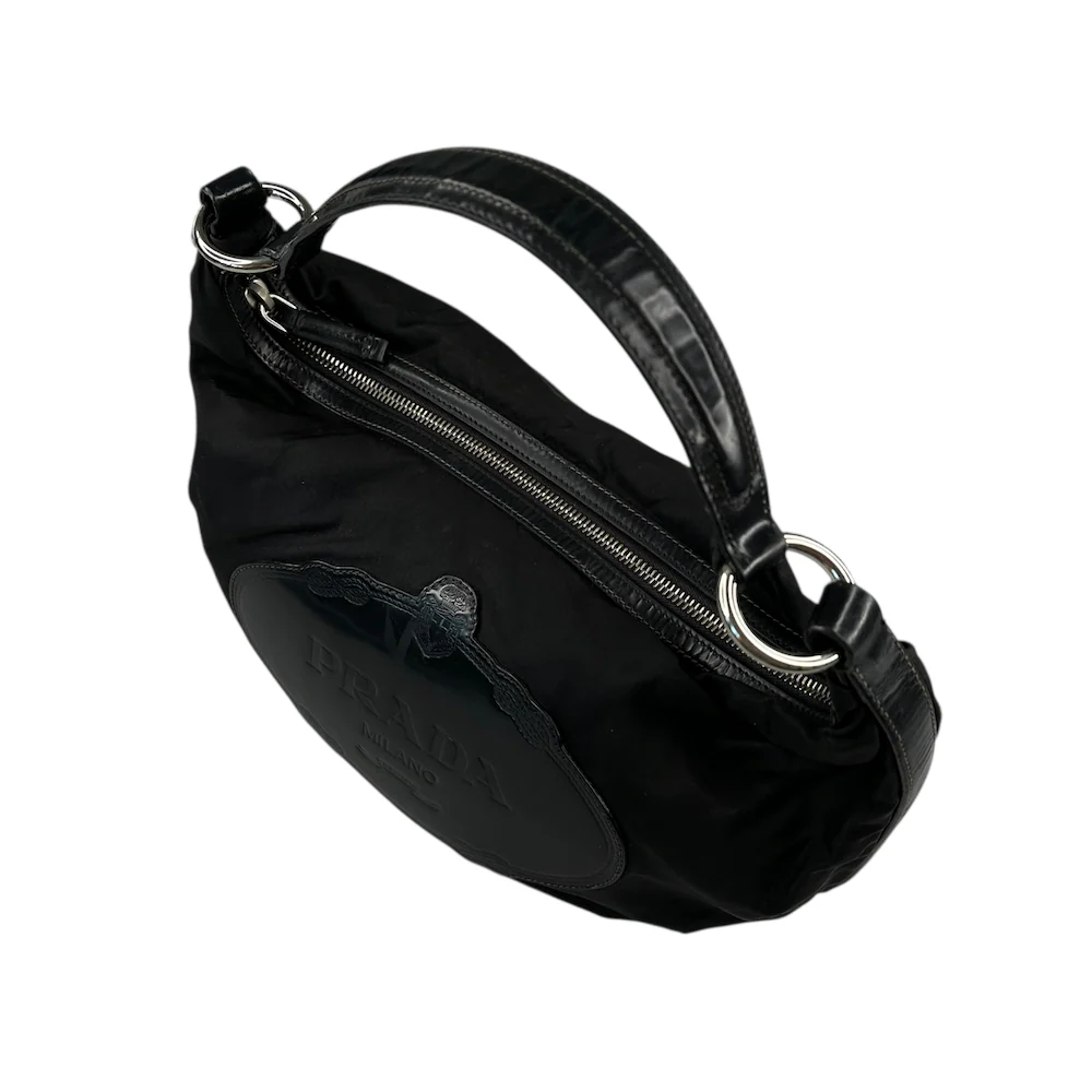 PRADA SAVOY LOGO NYLON SHOULDER BAG - BLACK - Image 3