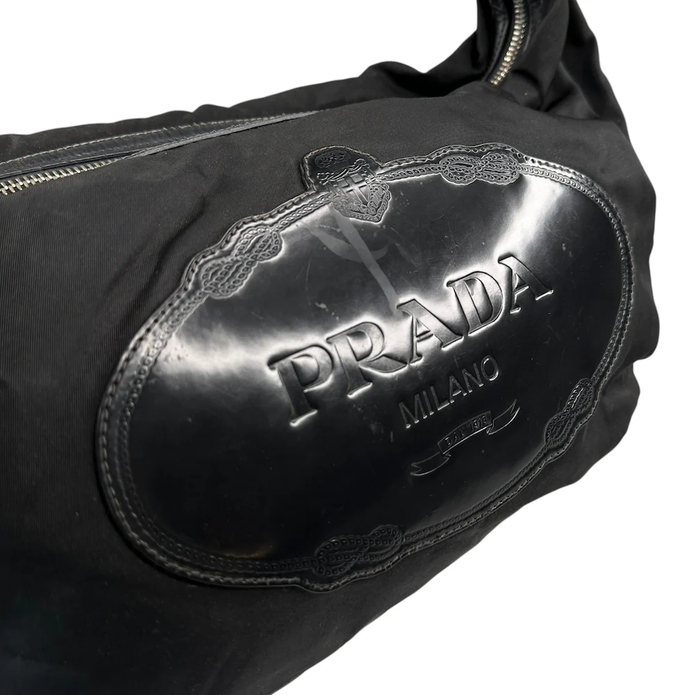 PRADA SAVOY LOGO NYLON SHOULDER BAG - BLACK - Image 5