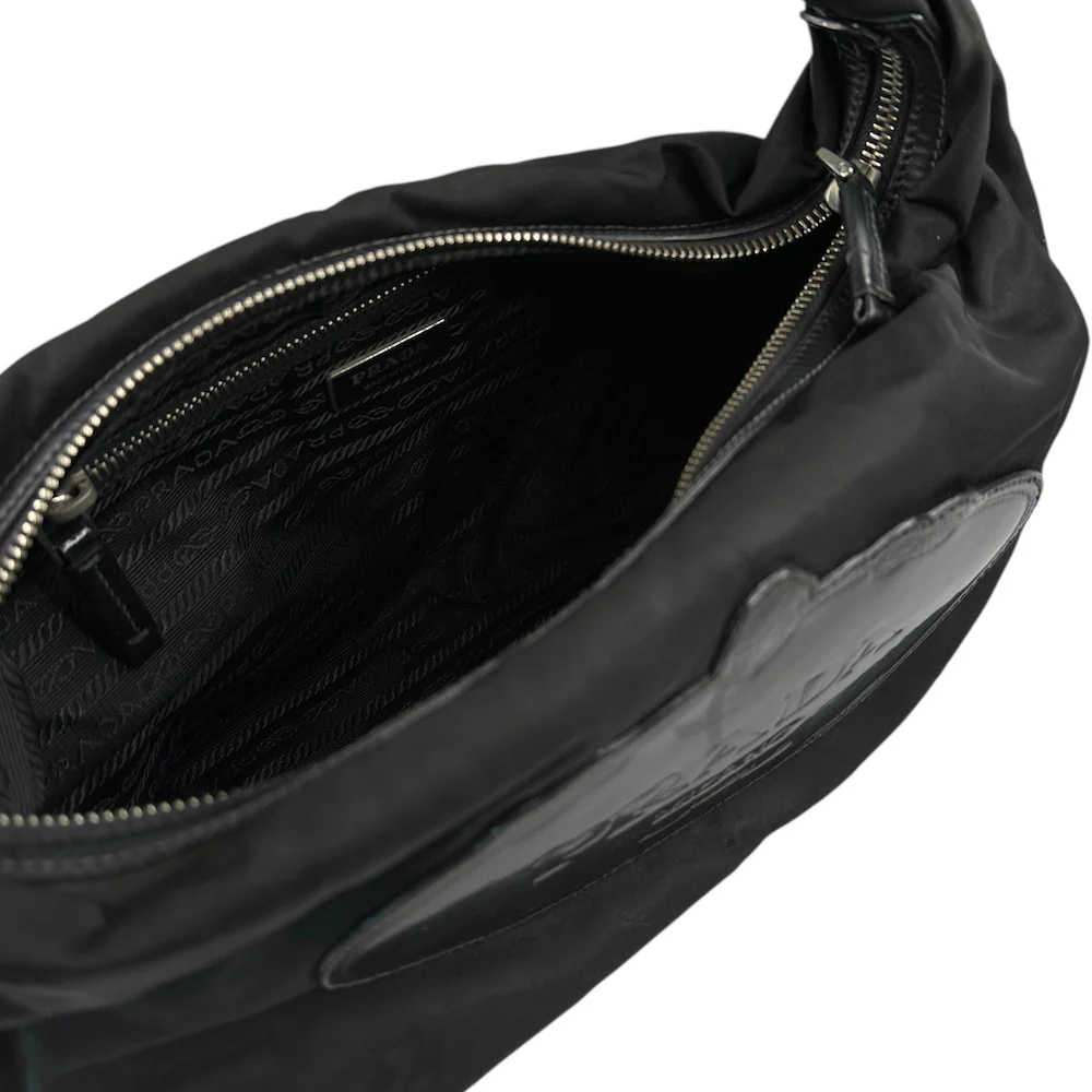 PRADA SAVOY LOGO NYLON SHOULDER BAG - BLACK - Image 7