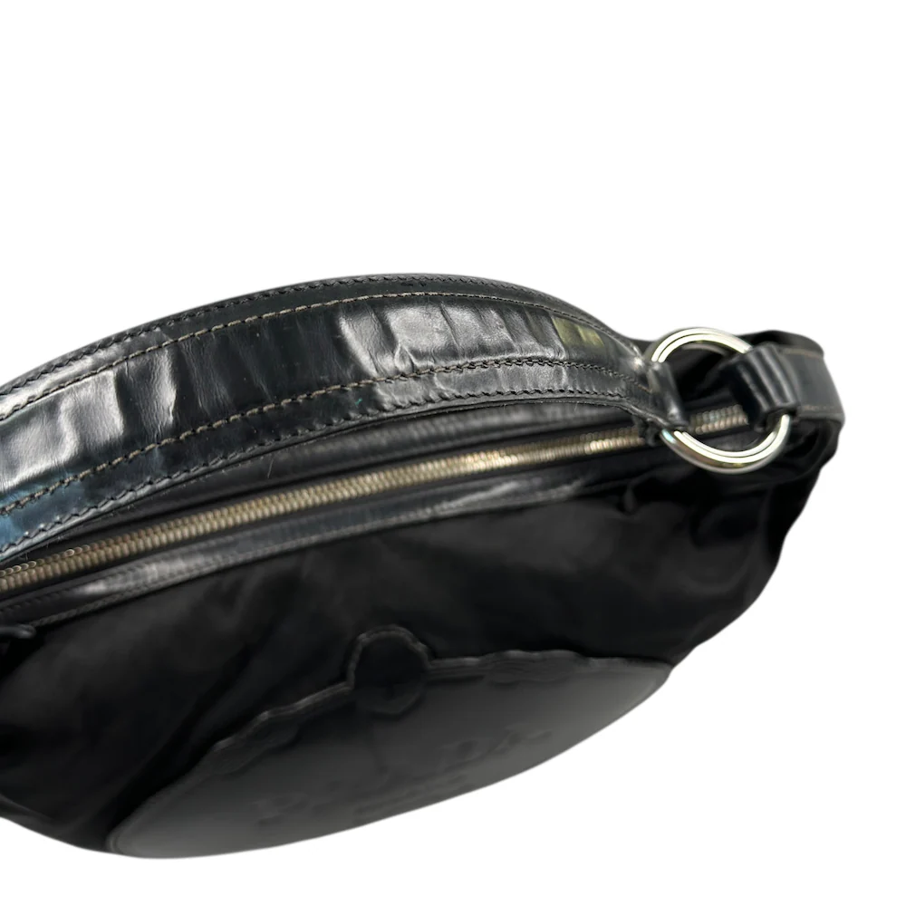 PRADA SAVOY LOGO NYLON SHOULDER BAG - BLACK - Image 8
