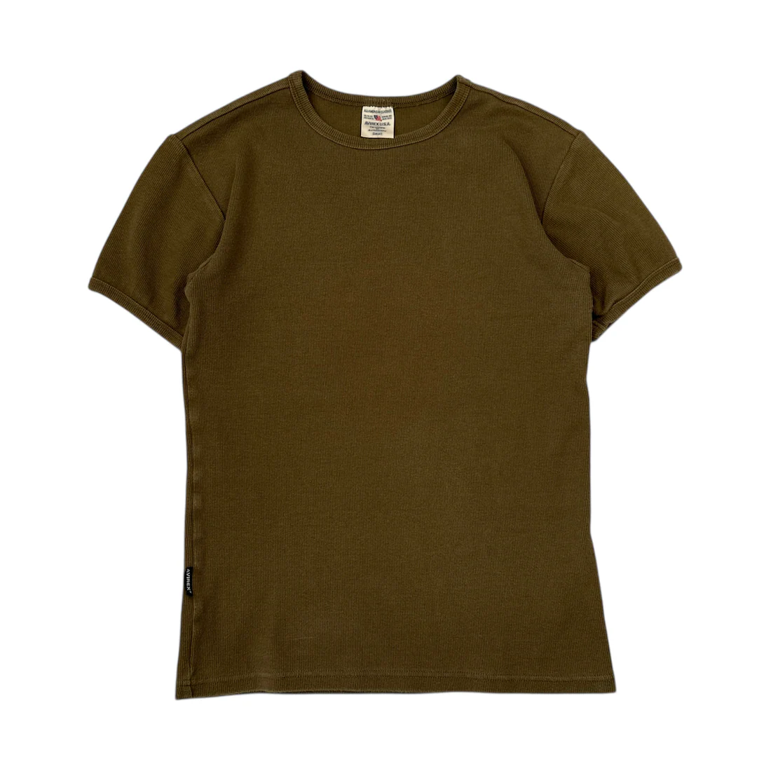 (S) AVIREX RIBBED T-SHIRT - OLIVE