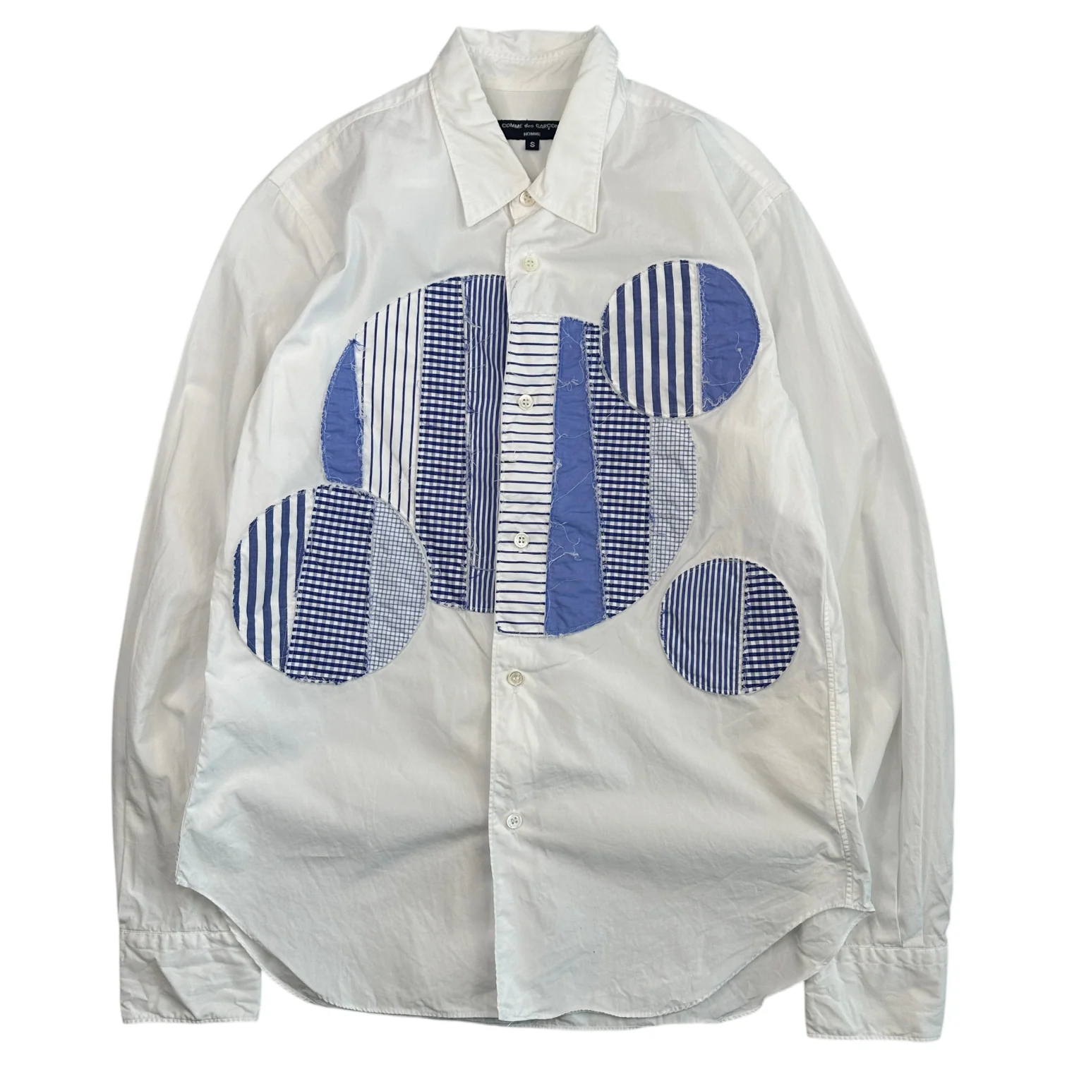 (S) COMME DES GARCONS HOMME LONG SLEEVE SHIRT - WHITE/BLUE