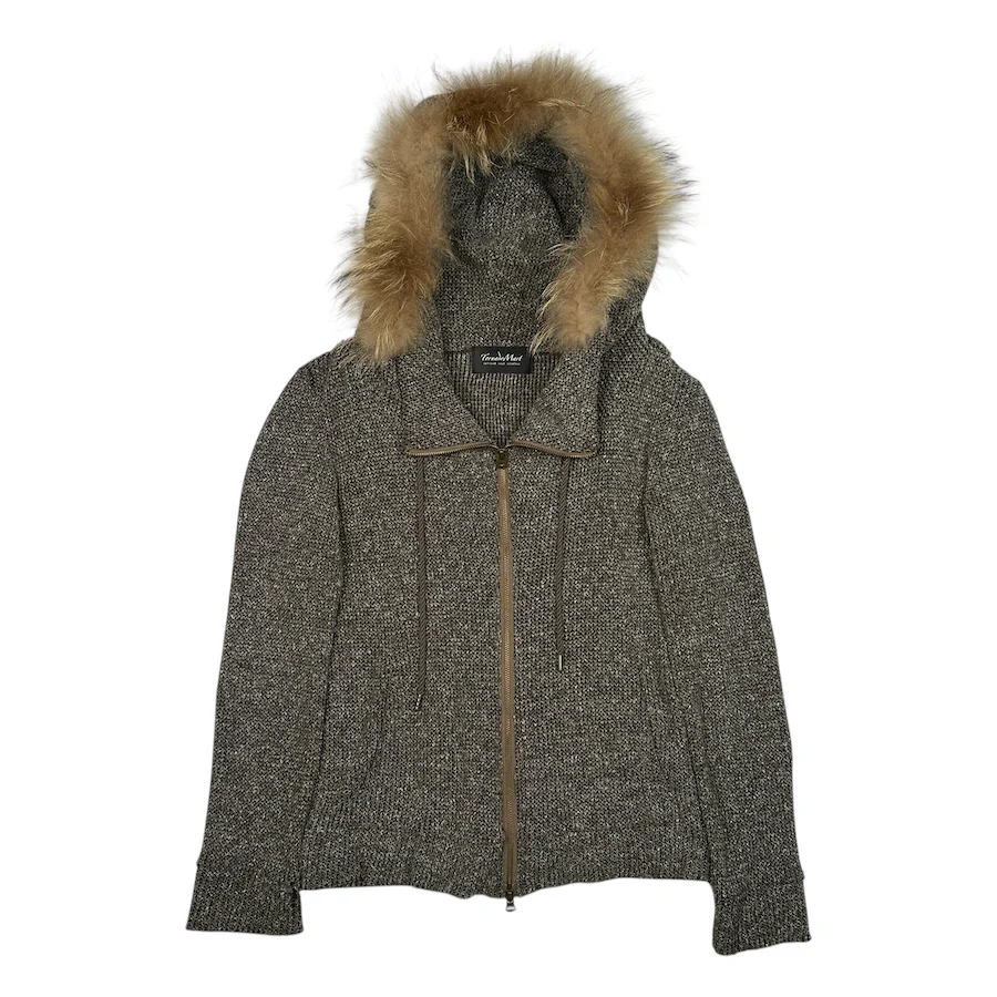 TORNADO MART FUR HOOD KNIT ZIP-UP