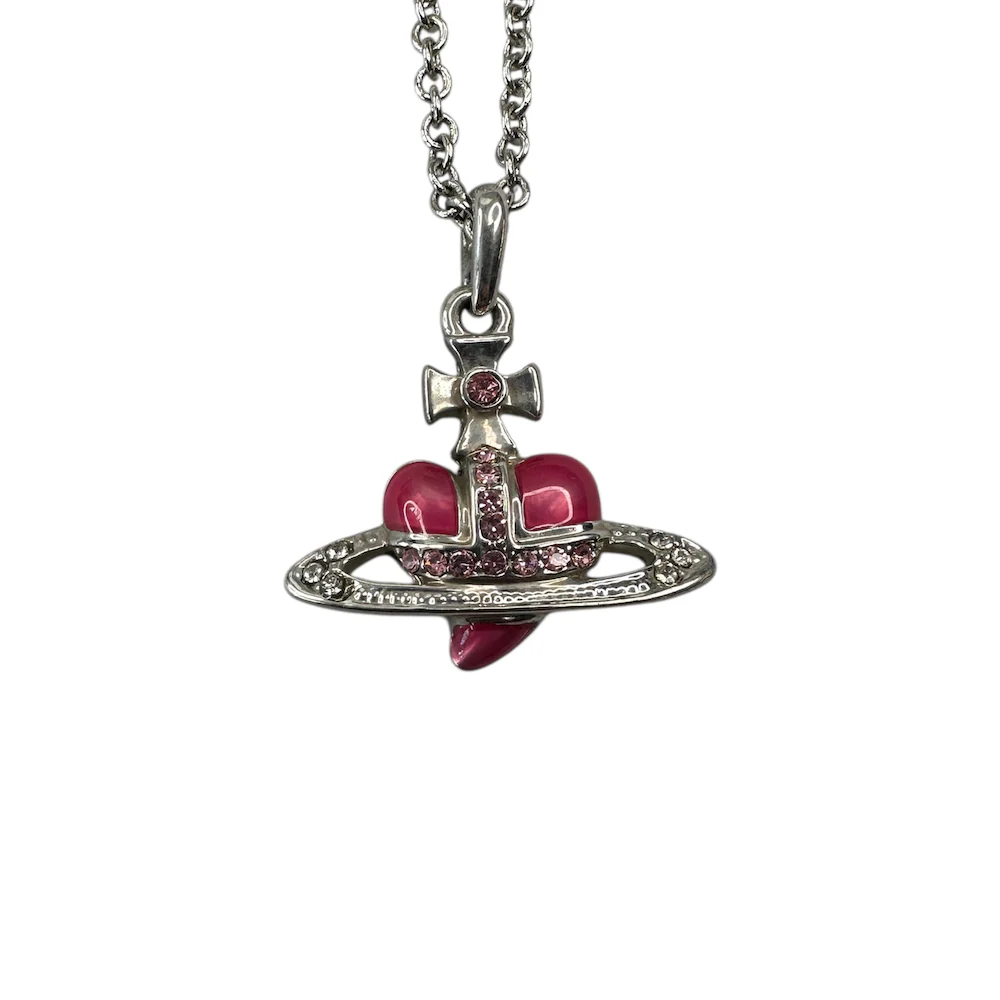 VIVIENNE WESTWOOD HEART ORB NECKLACE - PINK - Image 4