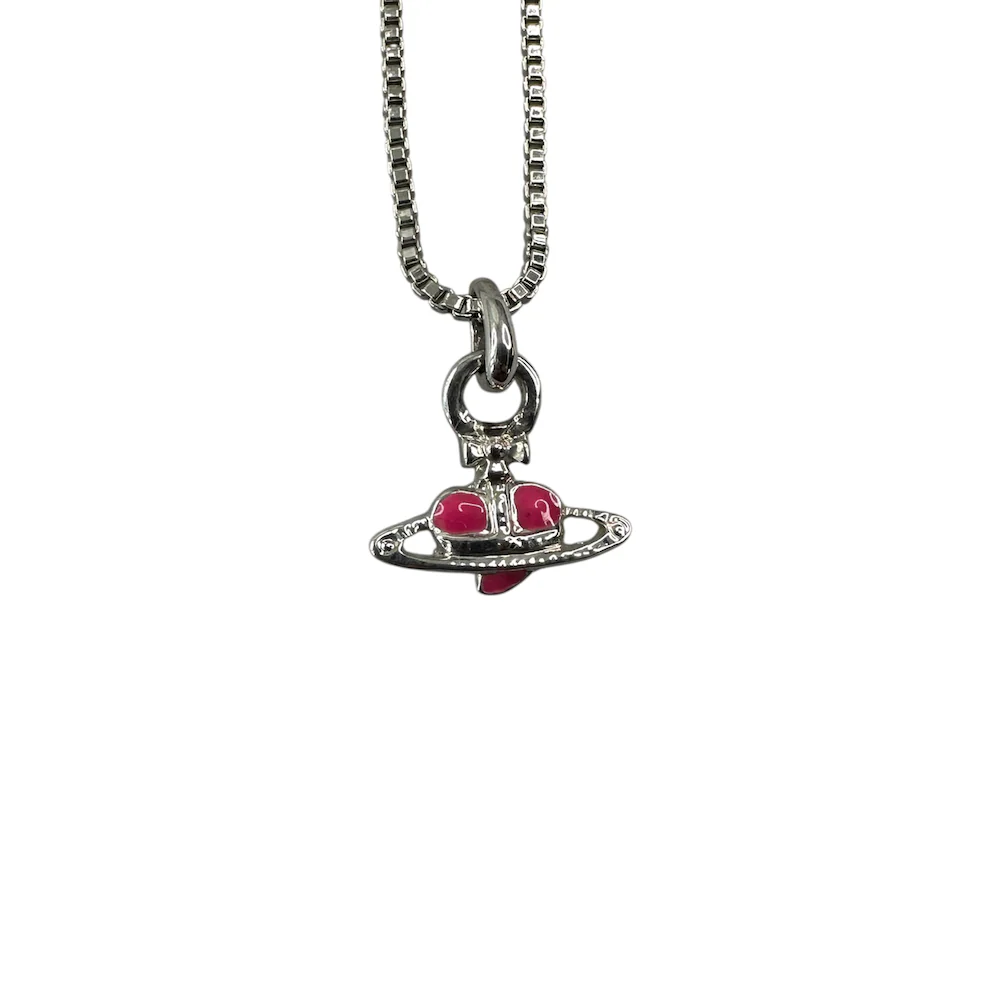 VIVIENNE WESTWOOD MICRO HEART NECKLACE - PINK - Image 4