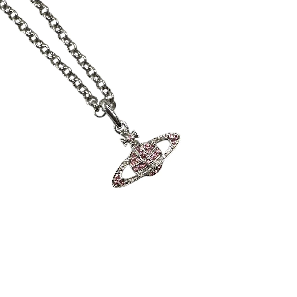 VIVIENNE WESTWOOD PINK RHINESTONE MAYFAIR NECKLACE