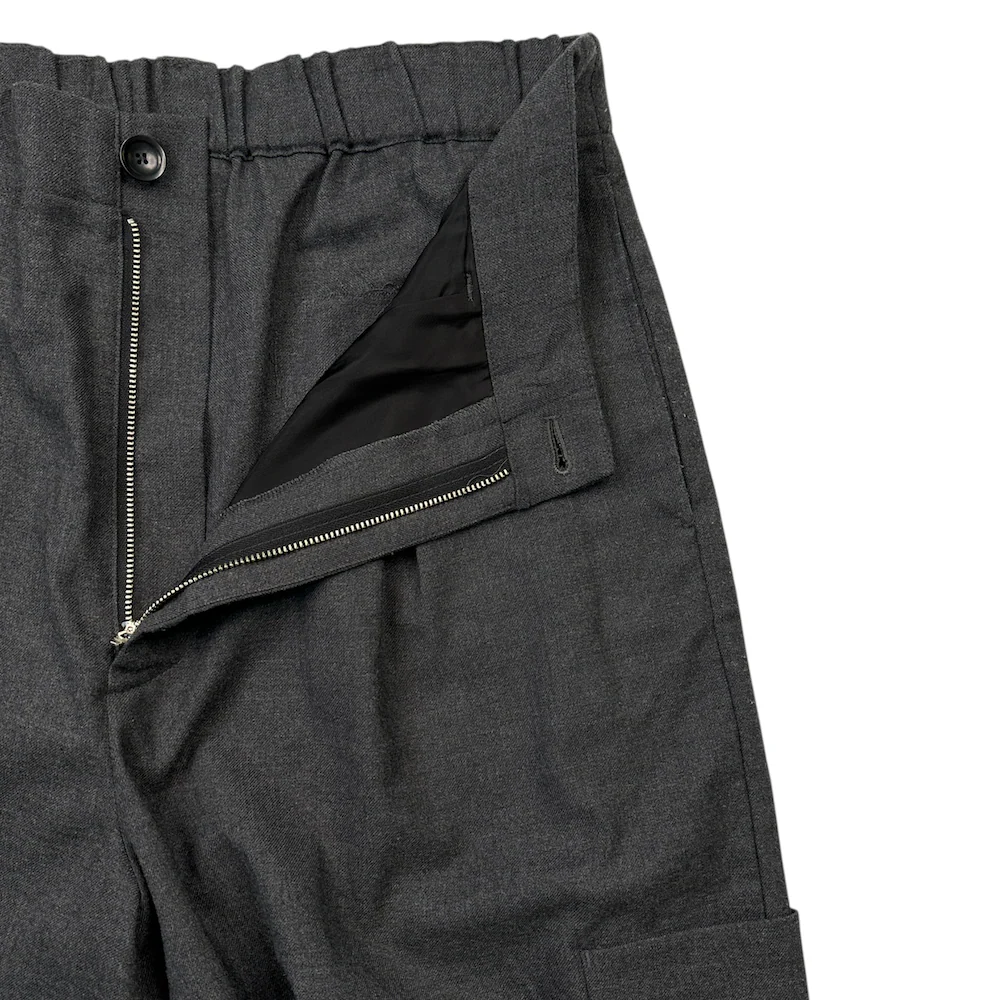 VOAAOV WOOLLEN-BLEND WIDE TROUSERS - GREY - Image 2