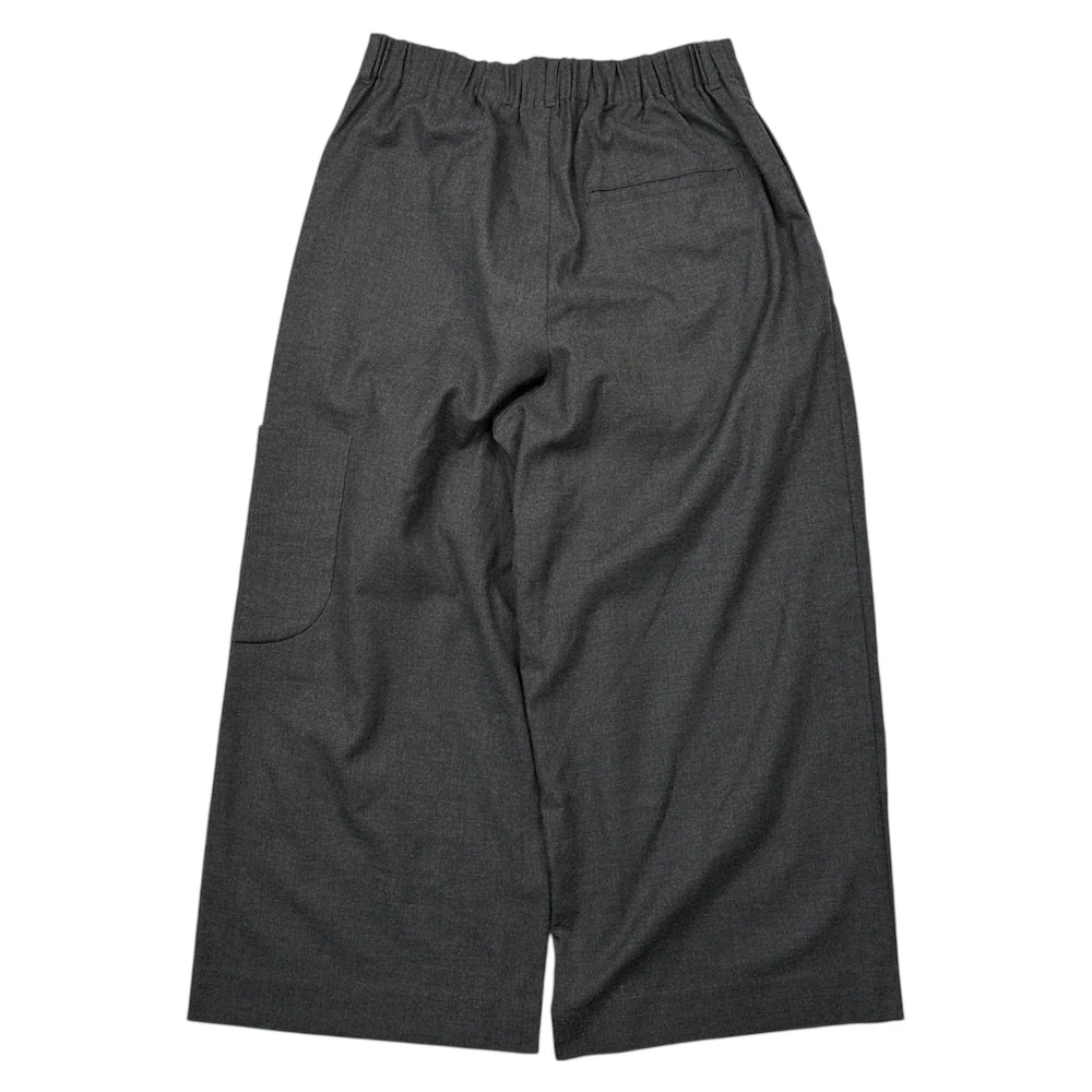 VOAAOV WOOLLEN-BLEND WIDE TROUSERS - GREY - Image 3