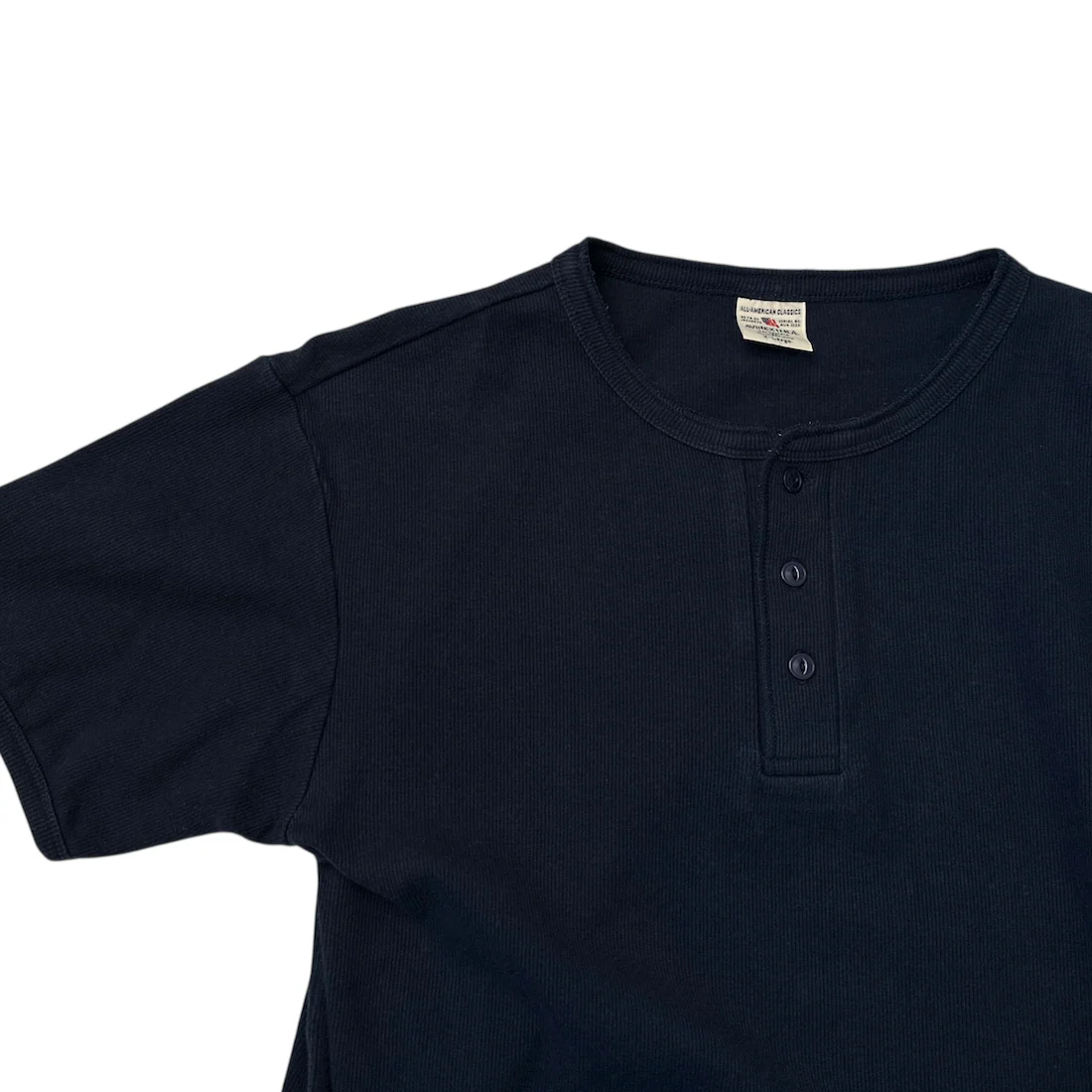 (XL) AVIREX HENLEY T-SHIRT - NAVY - Image 3