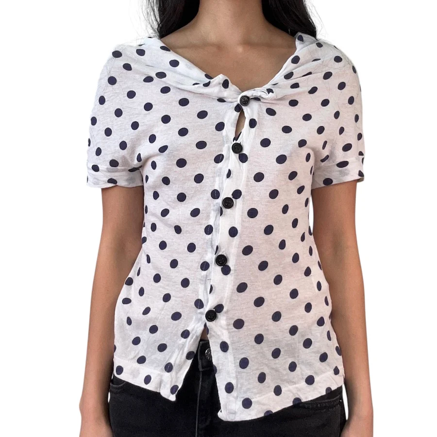 YOHJI YAMAMOTO + NOIR POLKA DOT BUTTON UP TOP - Image 2